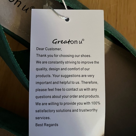 New Women’s heels, pumps, slingback shoes. Greatonu brand. Green faux suede. - Picture 4 of 11